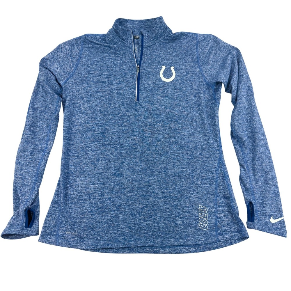 Indianapolis Colts Shirt Womens Large Blue NFL Football Nike Dri Fit 1/4 Zip